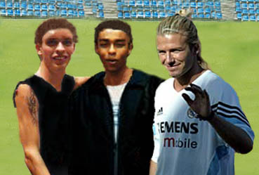 Gregor, Pat and David Beckham at the Real Madrid trainning field